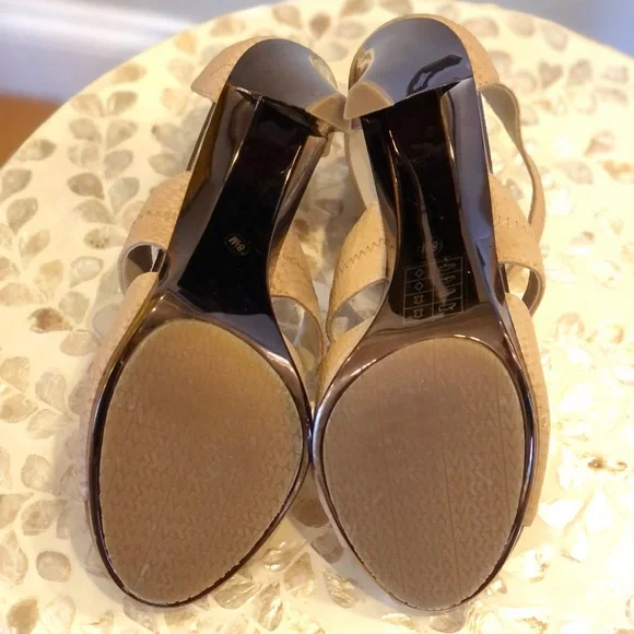 Michael Kors Bronze Metallic & Taupe Faux Snake Skin Pumps - Zipper Front - 8.5 - Picture 14 of 14